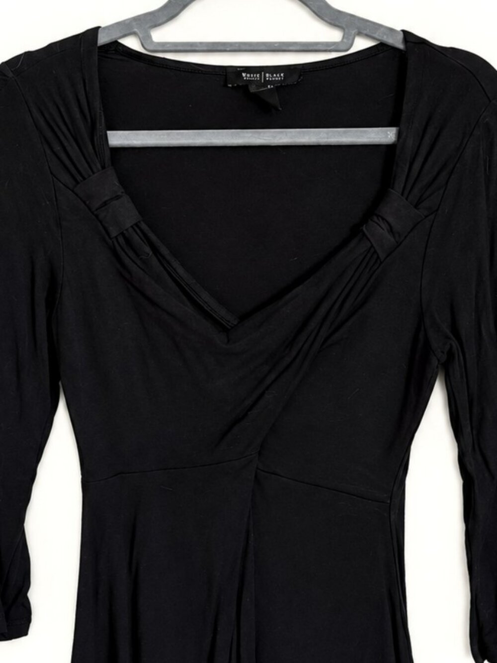 White House Black Market XS Black Ruched Empire Tunic Top